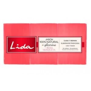 Lida Jabón Pastilla 100% Natural de Glicerina y Rosa Mosqueta